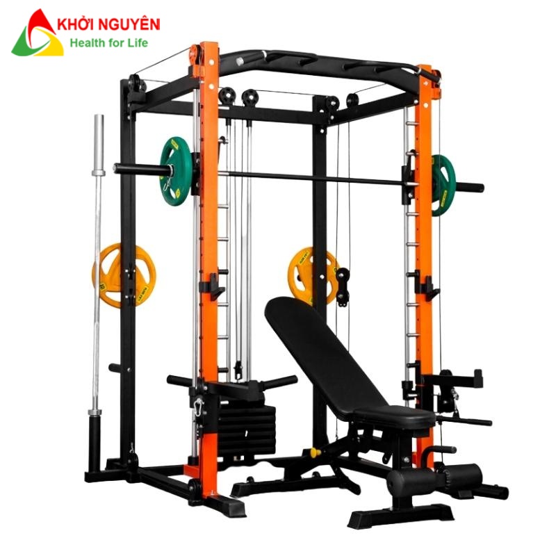 Máy tập gym đa năng K1 | Giàn tạ đa năng | Khung gánh tạ cao cấp có đẩy tạ