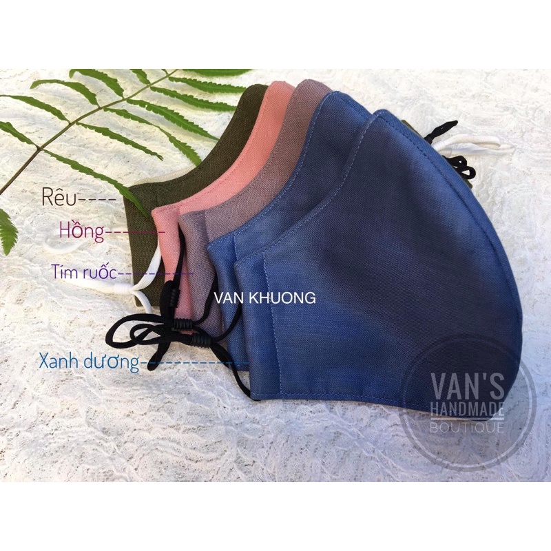 KHẨU TRANG VẢI LINEN MÀU TRƠN, 3 LỚP