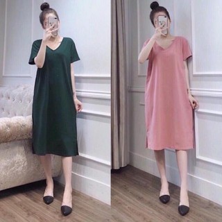 Váy bầu thời trang dáng suông chất cotton
