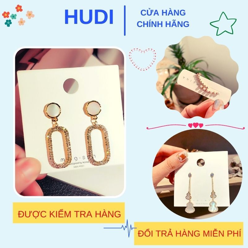 Bông Tai Mạ Bạc 925 [Hudi]  - Bông Tai Đính Đá - Bông Tai Thiết Kế Độc Đáo,Thời Trang Cá Tính Cho Nữ - Mã BT02