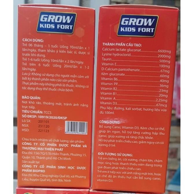 Grow kids fort bổ sung canxi cho bé, giúp bé phát triển chống còi xương, loãng xương suy dinh dưỡng, phát triển chiều ca