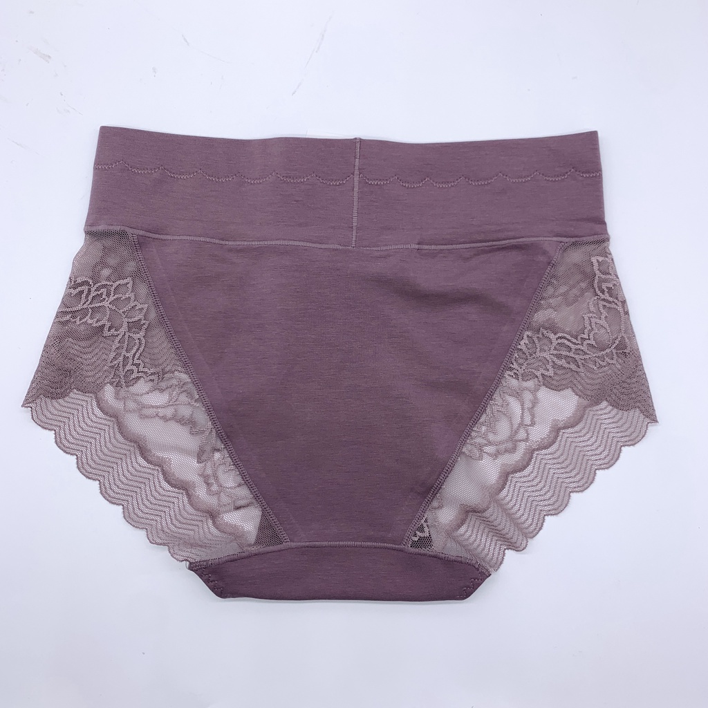Quần lót nữ cotton cạp cao , quần lót trơn phối ren kháng khuẩn có gen bụng cho người béo 8869