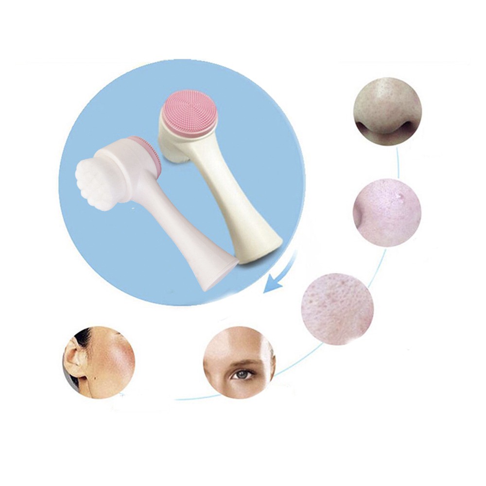 Cọ rửa mặt làm sạch sâu bằng silicone 3D thiết kế 2 đầu