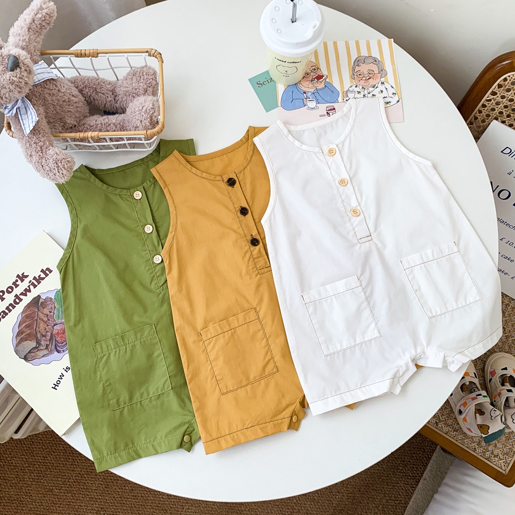 Áo liền quần không tay đáng yêu cho trẻ sơ sinh từ 0 - 24 tháng tuổi