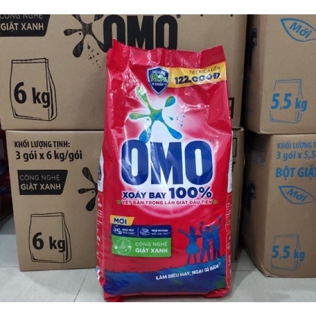 Bột Giặt Omo Công Nghệ Giặt Xanh Giúp Xoáy Bay Vết Bẩn Loại Bỏ Mùi Hôi 6kg