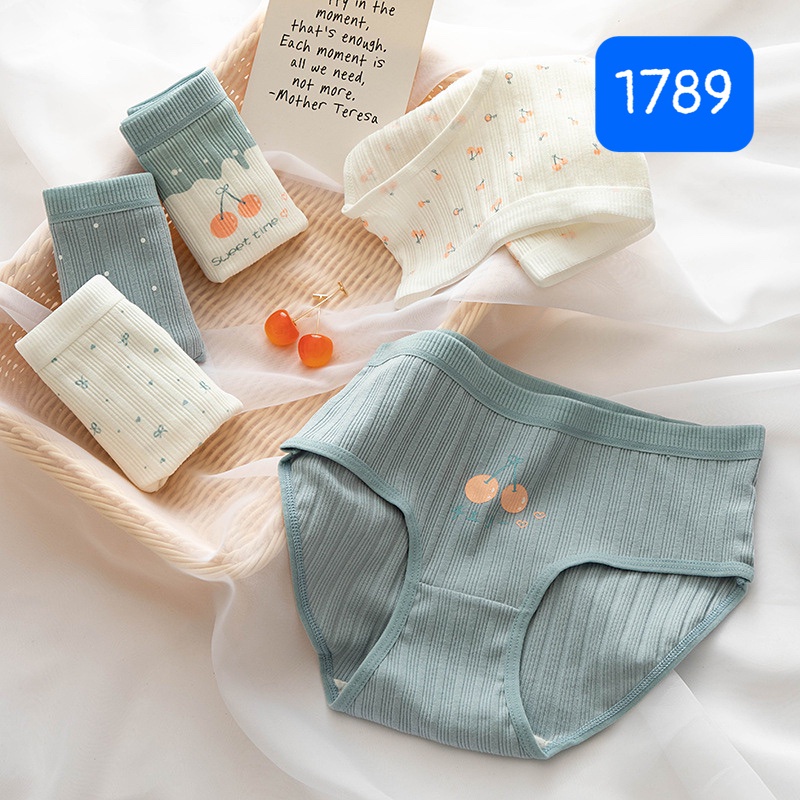 MÃ 1798 - SET 5 QUẦN CHIP XANH NHẠT CHẤM BI CHERY CHO NỮ
