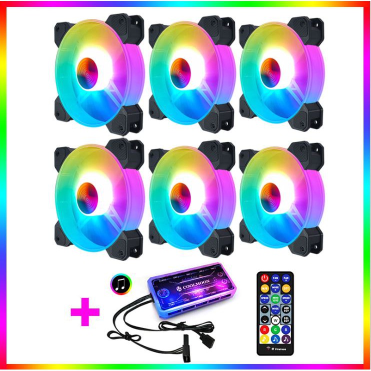 Bộ 6 Quạt Tản Nhiệt, Fan Case Coolmoon Y1 Led RGB 16 Triệu Màu thumbnail