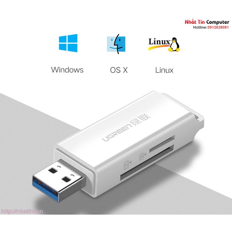 Đầu đọc thẻ SD/TF chuẩn USB 3.0 Ugreen 40753 chính hãng