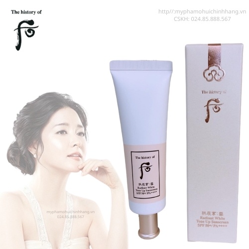 Kem Chống Nắng Dưỡng Trắng Nâng Tone Whoo Radiant White tone up sunscreen (SPF50+/PA++++) hàng Công ty nhập khẩu chính h