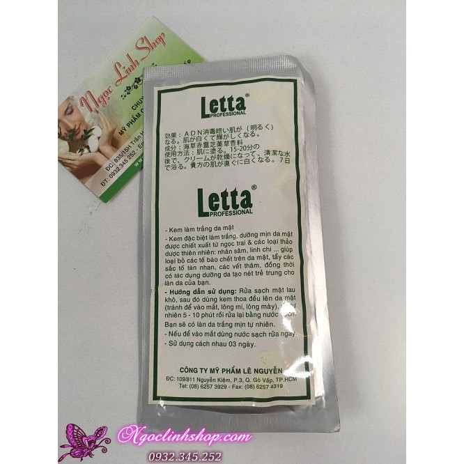 Kem tắm trắng da mặt Letta Ngọc Trai