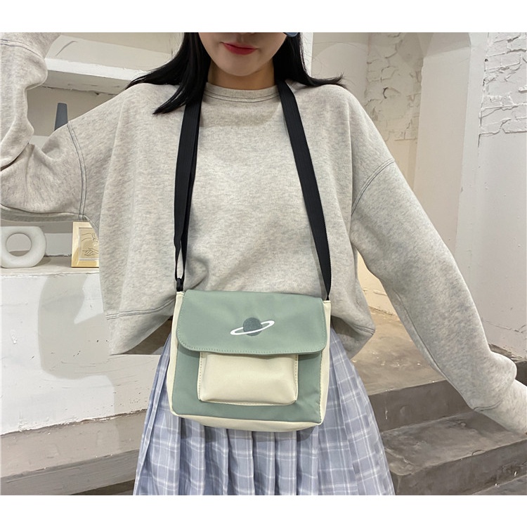 Túi Đeo Chéo Canvas Dáng Vuông Nhỏ Phong Cách Nhật Hàn Trẻ Trung