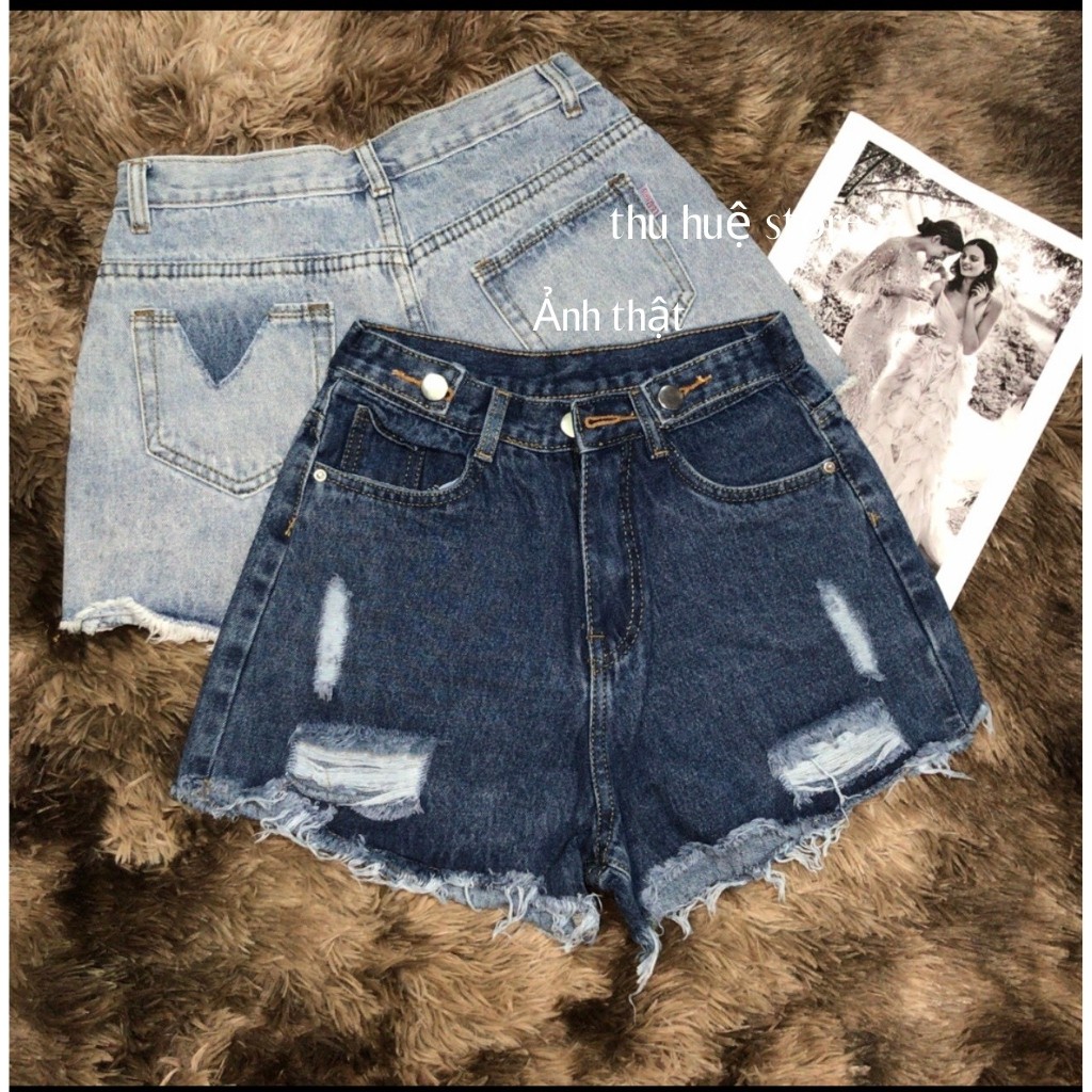 Quần Short Jean Nữ Cạp Cao Nhiều Mẫu Kèm Ảnh Thật