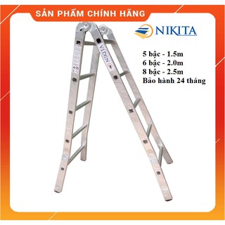 Thang nhôm chữ A khóa tự động Nikita kt 1.5m - 2.0m - 2.5m, SP chính hãng Nikita - BH 24 tháng