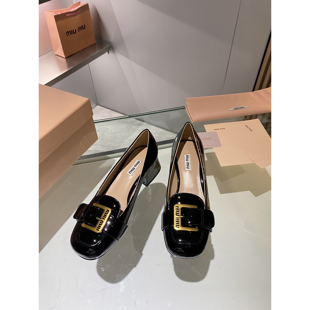 Giày cao gót nữ da thật Miu Miu thời trang