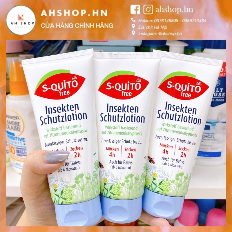 ☘️ Kem bôi chống muỗi S-quito Free (Tuýp 100ml nắp xanh)
