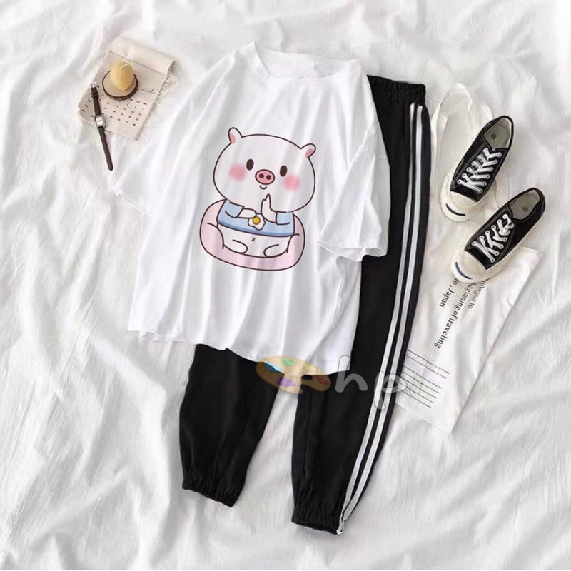 Sét áo lợn cầm trứng + quần 3 sọc chun TH6