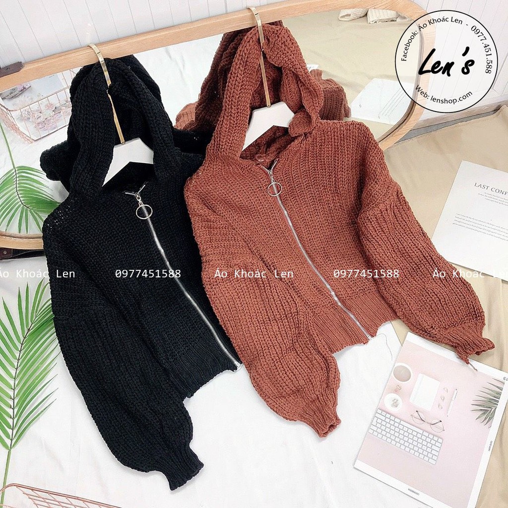 Áo Khoác Len Có Nón Len Dày, Áo Khoác Len Nữ