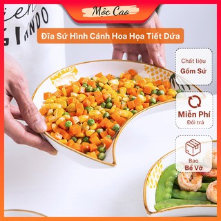 Đĩa sứ, đĩa trang trí hình cánh hoa họa tiết dứa - Đồ decor phụ kiện bàn ăn cao cấp