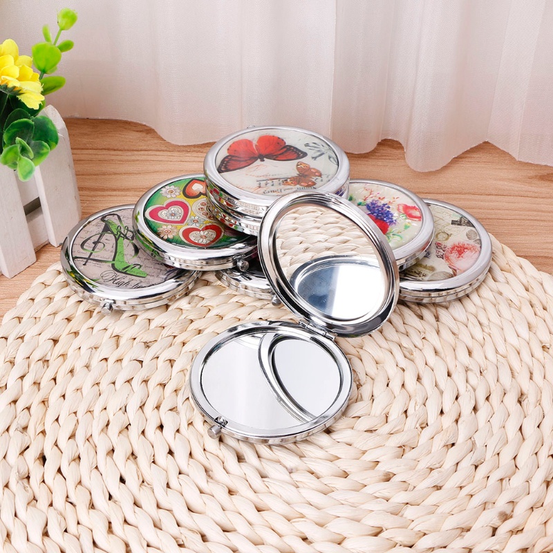 Gương Trang Điểm Mini Bỏ Túi Gấp Được Hai Mặt Phong Cách Vintage