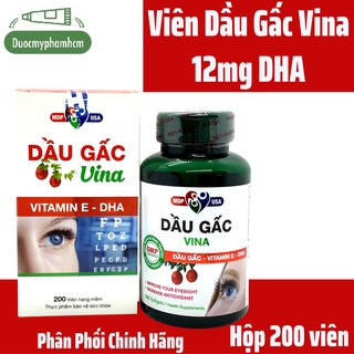 Thực phẩm Dầu Gấc Vina - Bổ sung DHA Hàm Lượng Cao và dưỡng chất cần thiết cho mắt, tăng cường thị lực - Lọ 200 viên