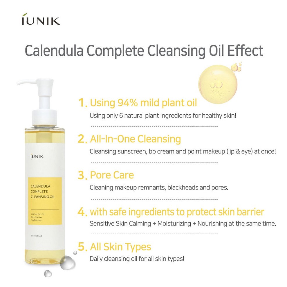 Dầu tẩy trang iUNIK Calendula Complete Cleansing Oil