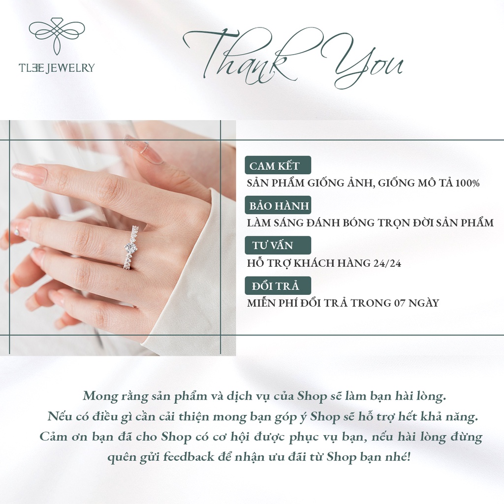 Nhẫn bạc nữ TLEE nạm đá nhỏ lấp lánh nữ tính NCJ A0179