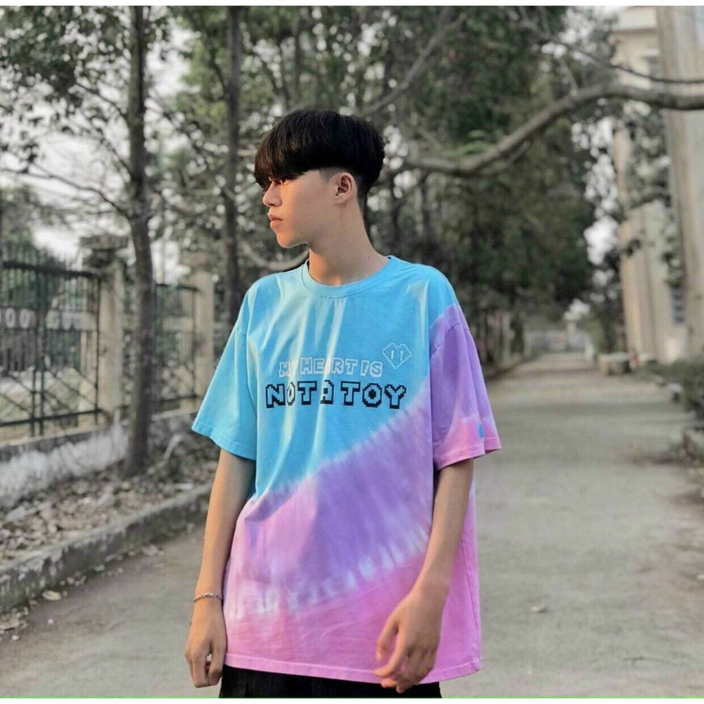[FREE SHIP] Áo Thun Nam Nữ Loang Xanh Tím Hồng From Rộng Unisex Chất Mát ZUKABEO