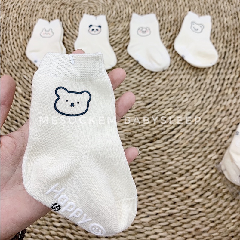 Tất cho bé vớ gấu chống trượt cotton phong cách Hàn Quốc