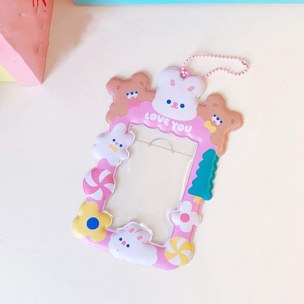 RAINBOW Bao Đựng Thẻ ID Co Giãn Họa Tiết Thỏ Hoạt Hình Dễ Thương Dành Cho Học Sinh Giá Đỡ