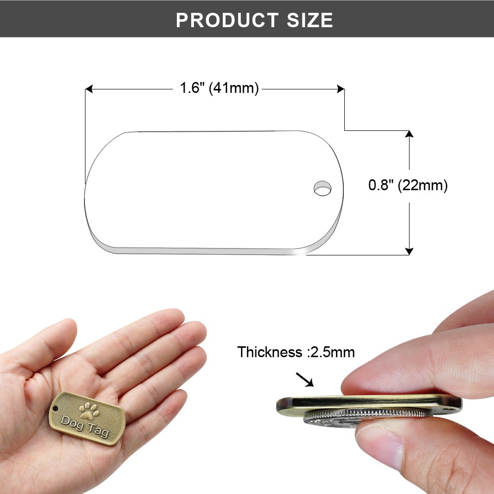 【RIZER】Thẻ Tên Khắc Chữ Bằng Thép Không Gỉ Cho Thú Cưng
