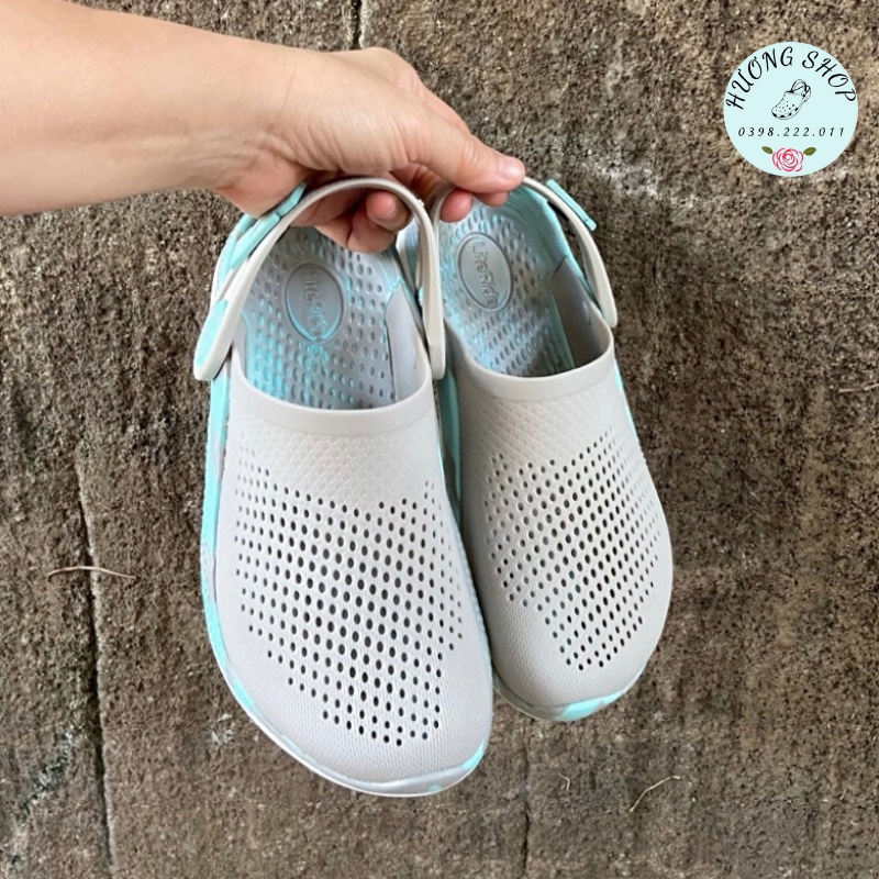 Dép sục Literide 360 clog ghi xanh êm mềm nhẹ, bền đẹp cho nam nữ