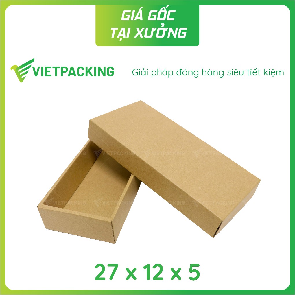 27x12x5 - 25 hộp carton âm dương nắp rời, mẫu đẹp V158