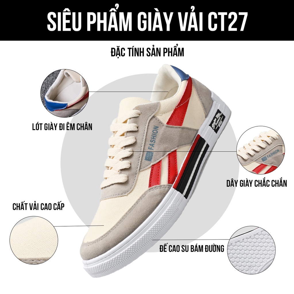 Giày thể thao nam, giày sneaker TIMAN CT27 đế êm vải thoáng khí bảo hành 1 năm