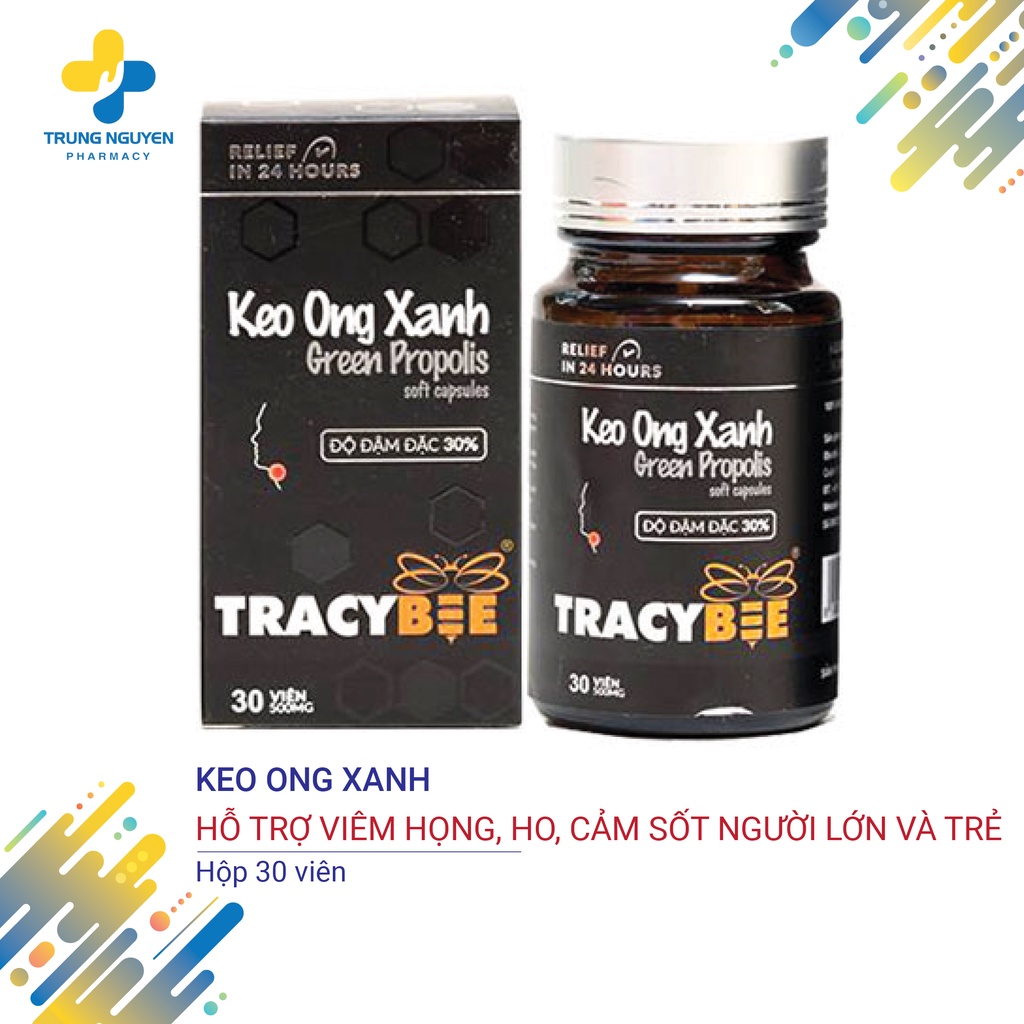 Viên Uống Keo Ong Xanh Sát Khuẩn Cổ Họng TracyBee - Chai 30 viên
