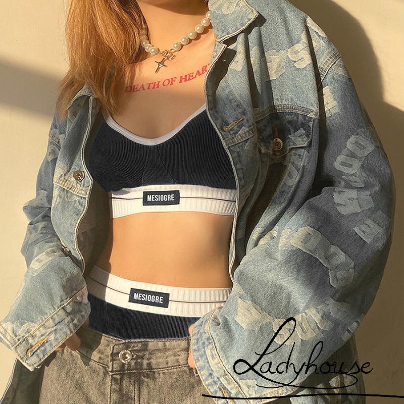 Bộ đồ lót 2 mảnh cổ chữ V hở lưng màu sắc thời trang quyến rũ cho nữ