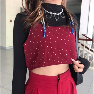 Áo 2 dây chấm bi đan dây lưng