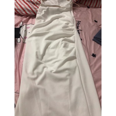 Đầm liền thân trắng hai dây trắng thanh lịch dự tiệc phong cách Hàn Quốc | BigBuy360 - bigbuy360.vn