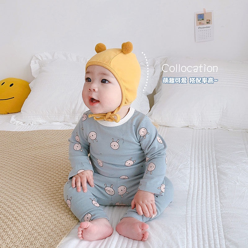 Mũ Cotton Mỏng Bảo Vệ Tai Kiểu Hàn Quốc Dễ Thương Cho Bé