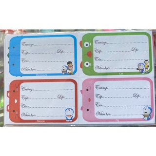2 xấp nhãn vở, decan dán nhãn 1 xấp 5 tờ