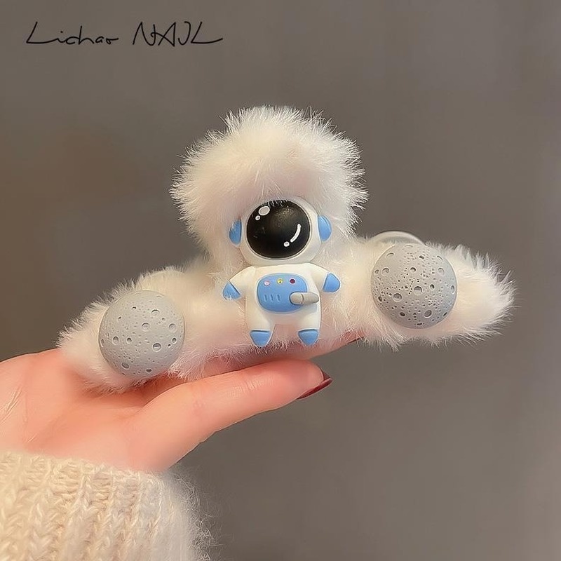 Kẹp tóc hình phi hành gia nhồi bông thời trang Hàn Quốc mới 2021