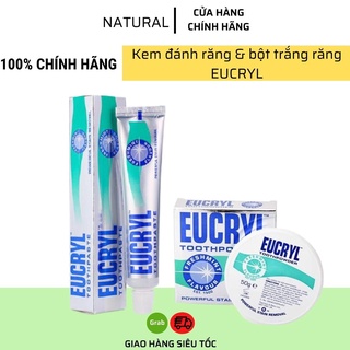 Kem đánh răng - bột trắng răng EUCRYL combo thơm miệng chống ê buốt 50g - Natural Official