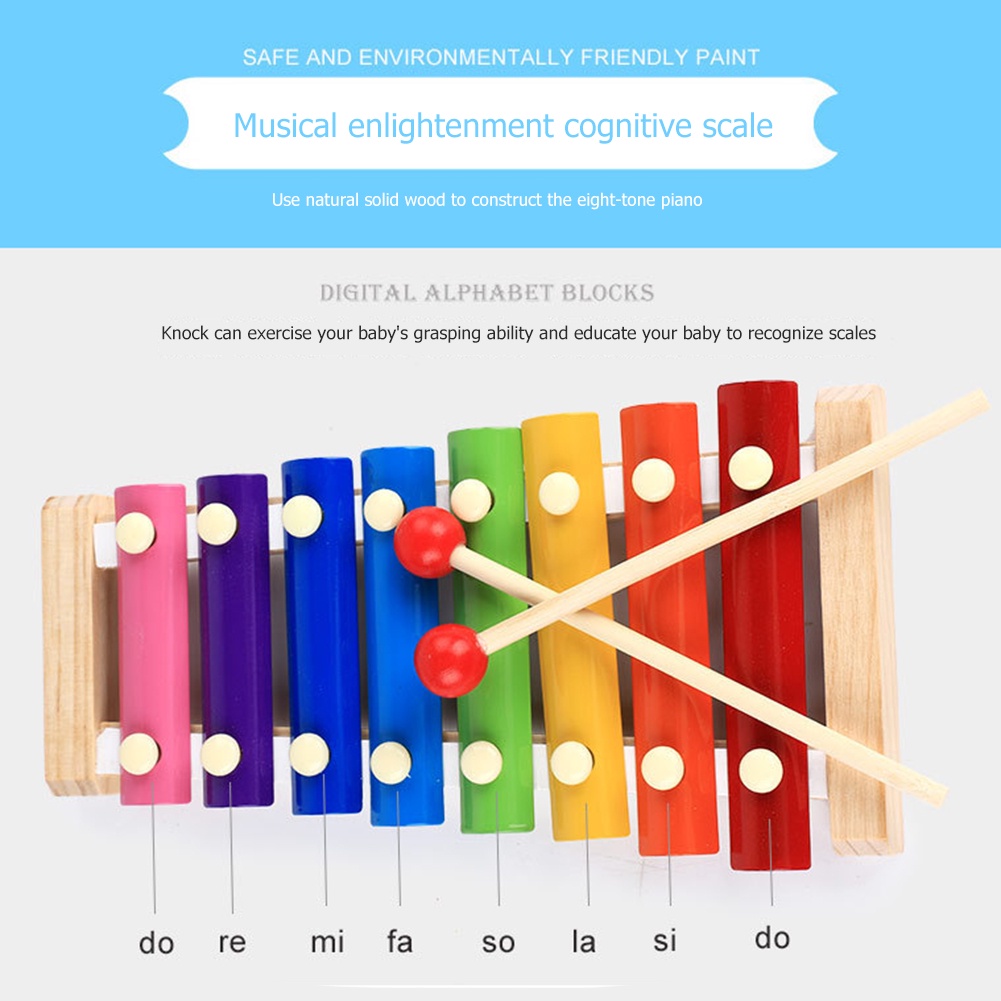 Kèn xylophone tám giai điệu cho trẻ em, một đồ chơi âm nhạc giáo dục cho bé 8 tháng tuổi, giáo dục sớm cho 1/2/3 tuổi