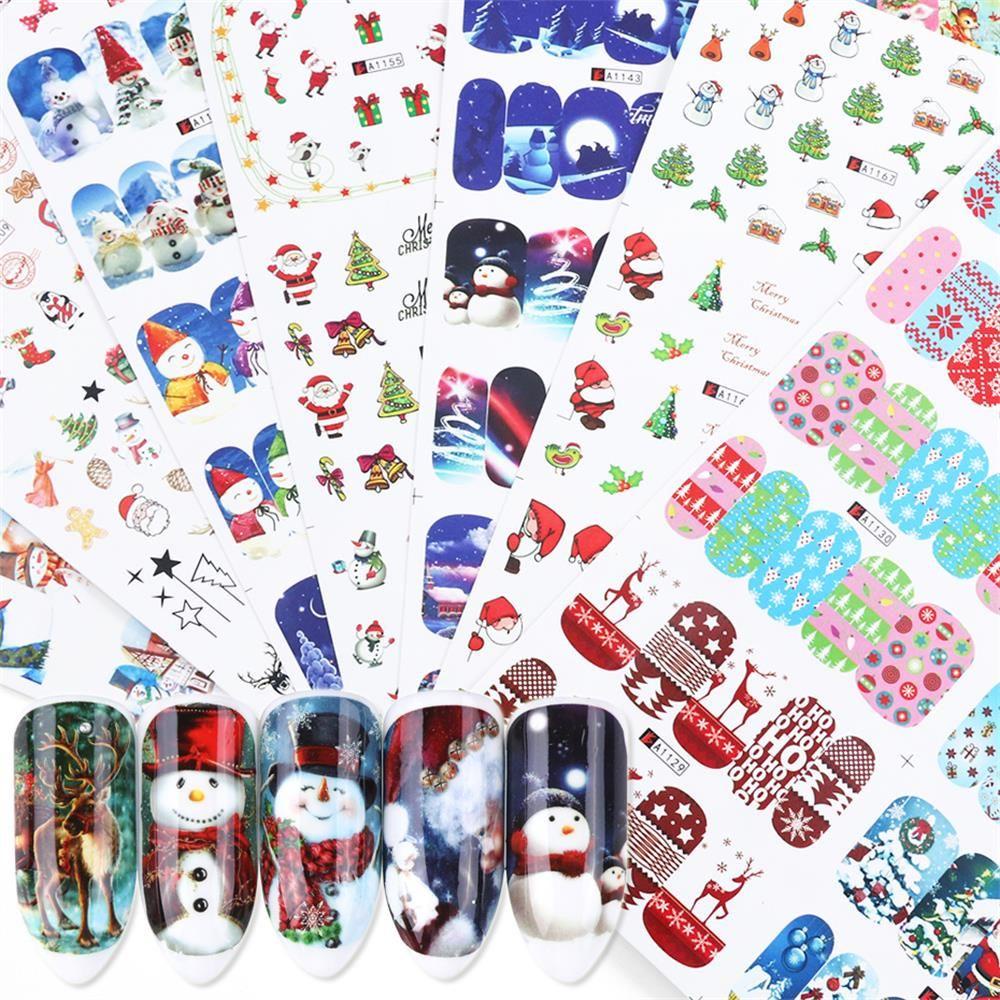 1 Miếng Dán Trang Trí Móng Tay Toàn Diện Họa Tiết Giáng Sinh