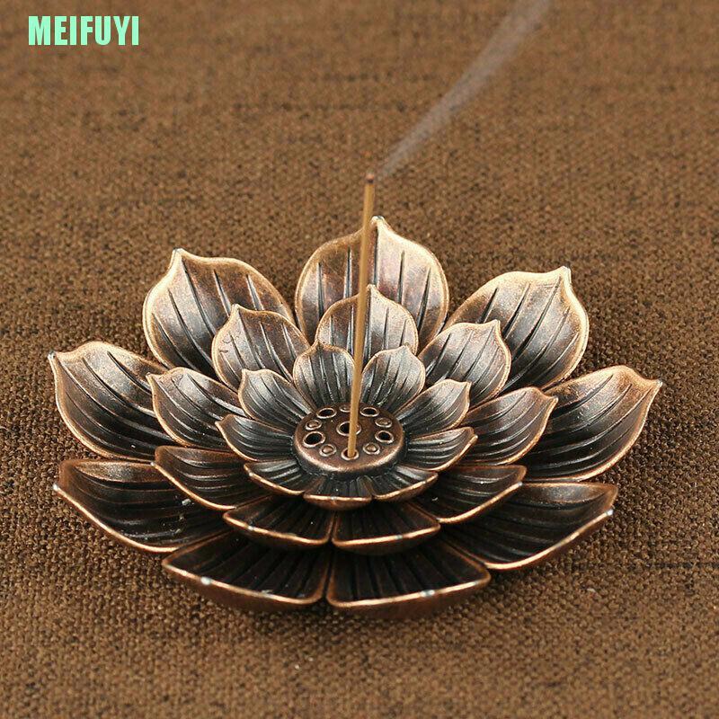 Đĩa cắm nhang hình hoa sen làm bằng hợp kim phong cách Phật Giáo