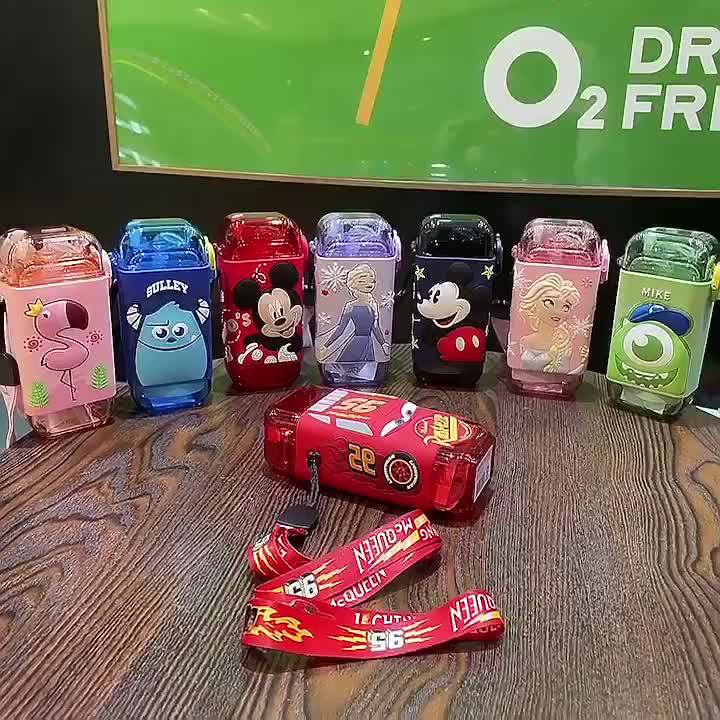 Bình uống nước DISNEY chính hãng có dây đeo dung tích 280ML in hình Elsa/Olaf/Mickey/Tsum/Hồng Hạc/Hươu/Ngựa Vằn | BigBuy360 - bigbuy360.vn