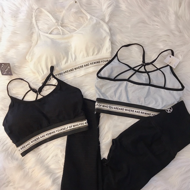 Áo tập đan dây lưng ghi