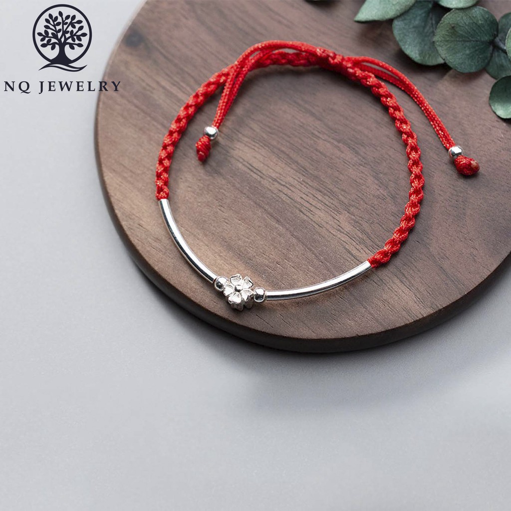 Vòng thắt dây đỏ cỏ 4 lá may mắn - NQ Jewelry