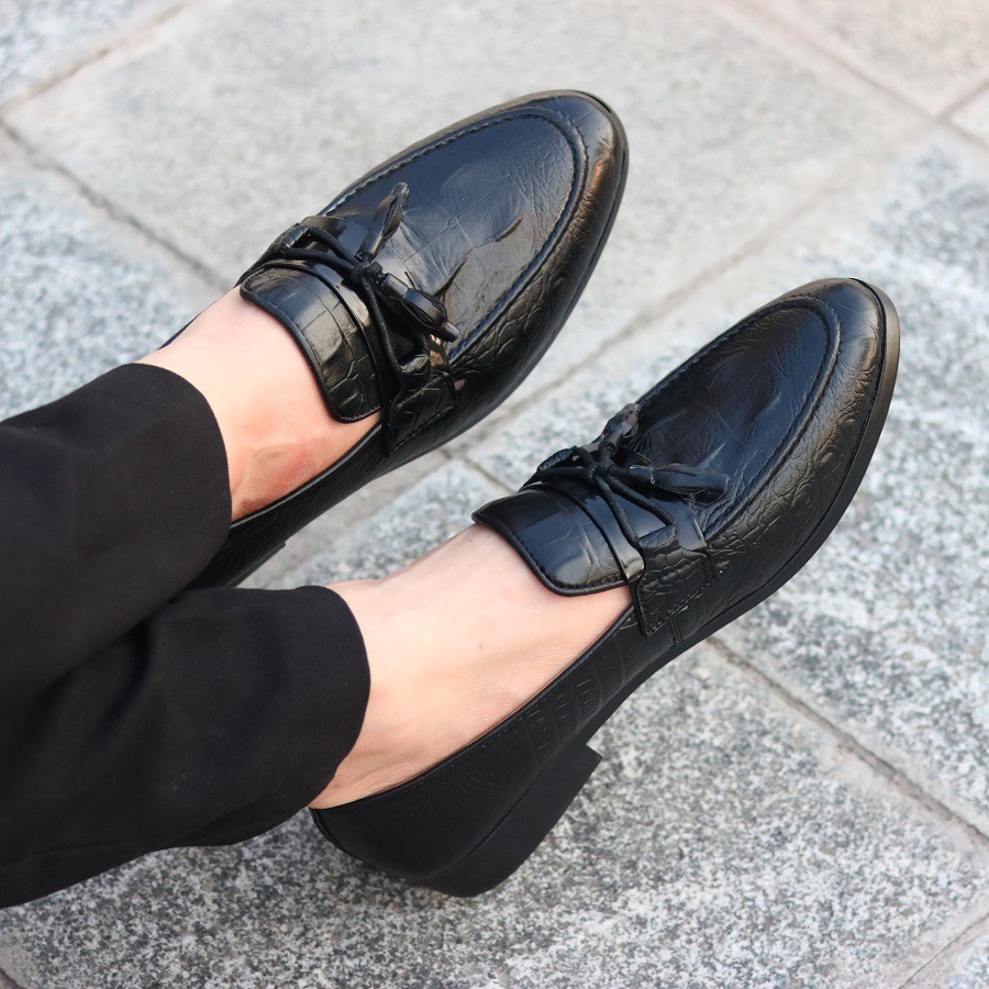 Giày Da Nam,giày lười nam,giày nam đẹp chuông đen mã L177 | BigBuy360 - bigbuy360.vn