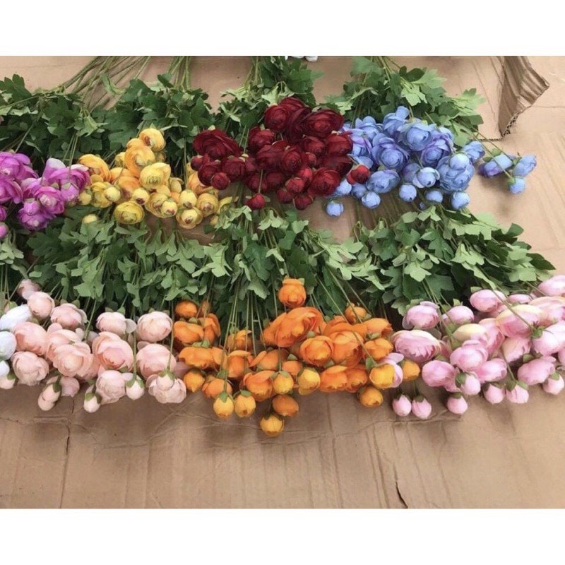 Cành Hoa Trà Mao Lương Hoa Giả Loại 3 Bông 1 Nụ Hàng Cao Cấp.