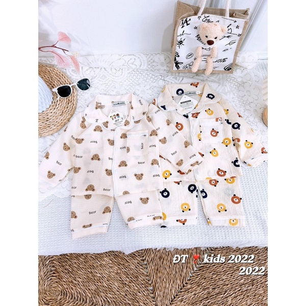 Đồ bộ pijama cho bé 🌷Đồ bộ vải đũi dài tay dài quần cho bé trai và bé gái